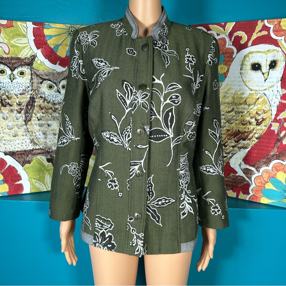 Coldwater Creek‎ Jacket Green Floral Medium